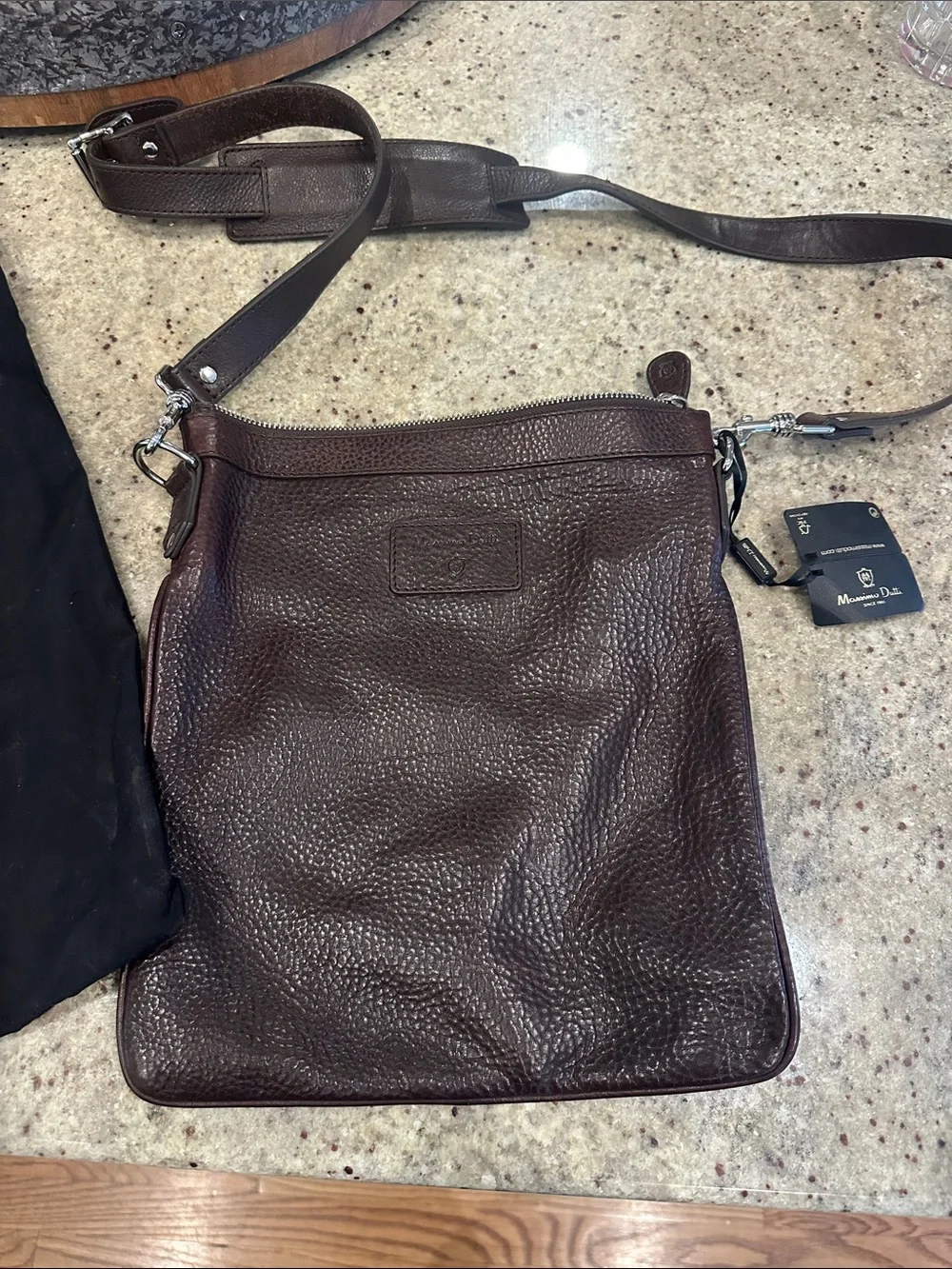 Massimo Dutti cross body shoulder bag - leather - chocolate brown w dust bag NWT